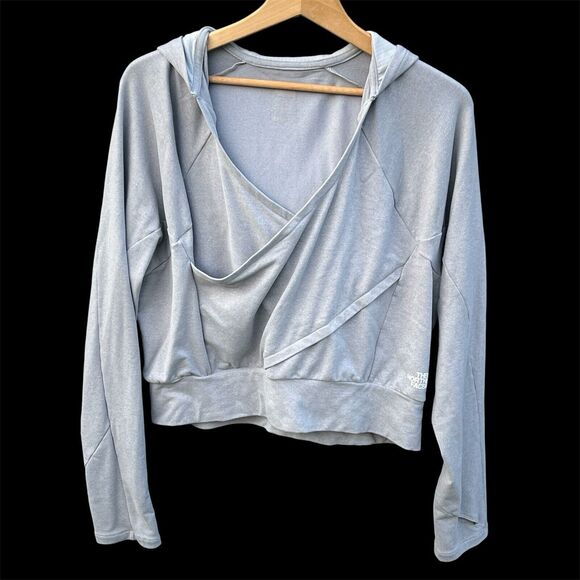 The North Face Motivation Front Wrap Gray Cropped FlashDry Hoodie Size Large - Picture 1 of 7